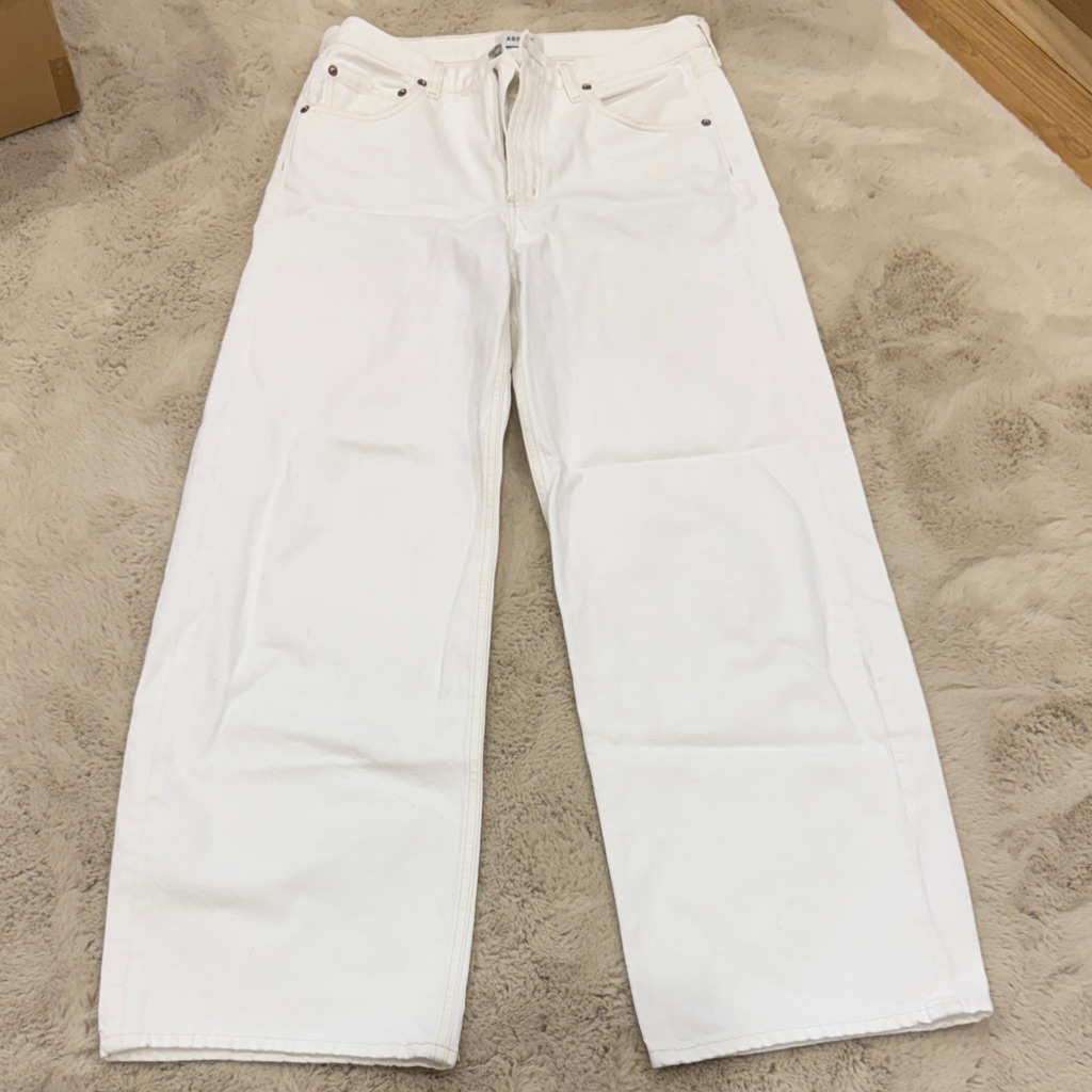 Agolde White Wide Leg Flare Jeans